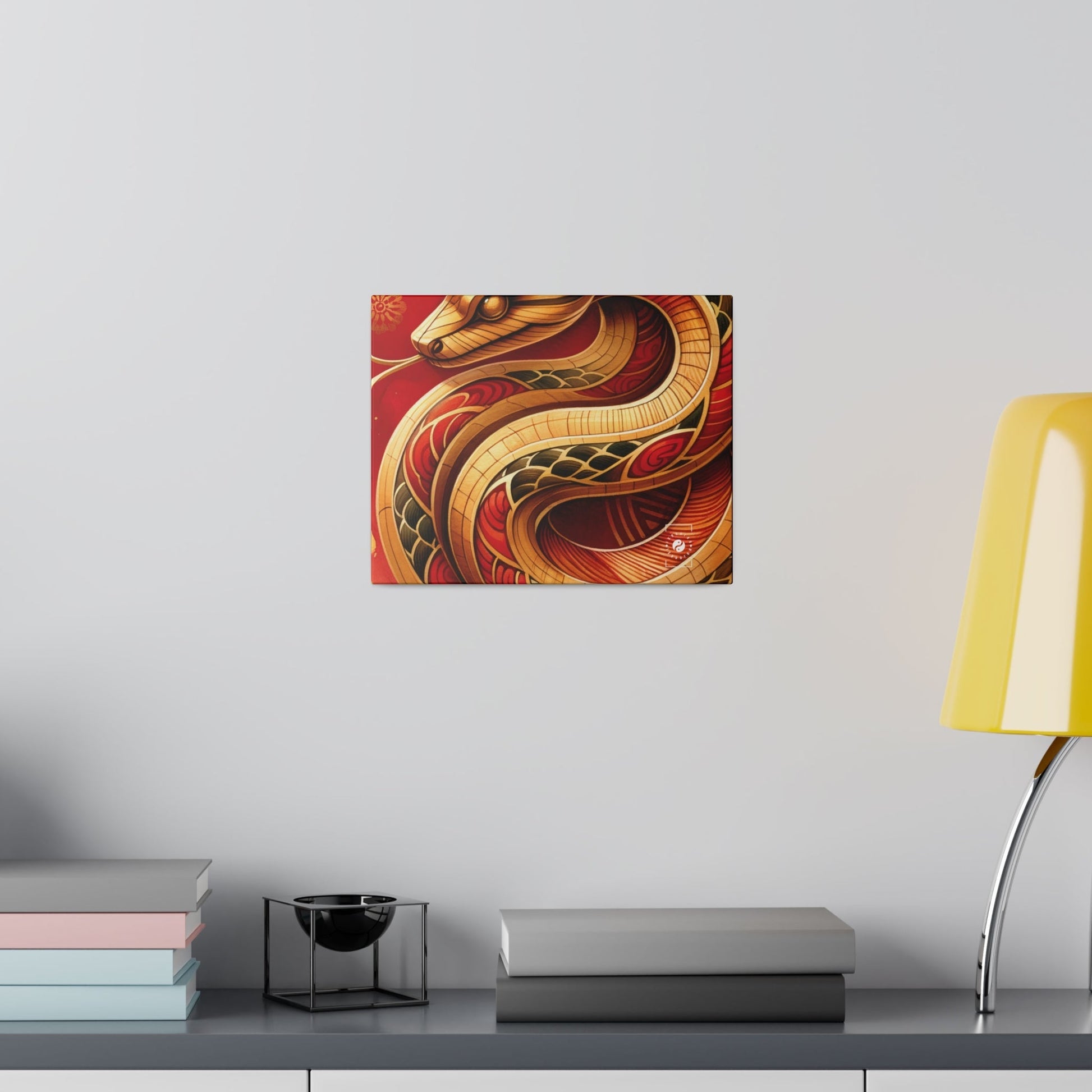 "Crimson Serenity: The Golden Snake" - Art Print Canvas - iSquaredYoga