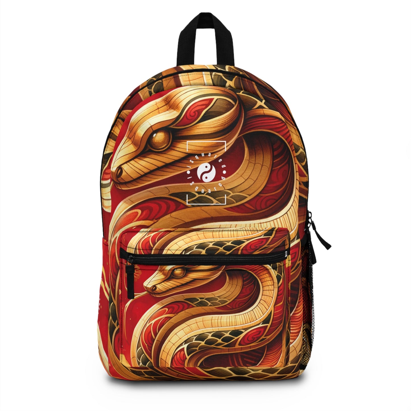 "Crimson Serenity: The Golden Snake" - Backpack - iSquaredYoga