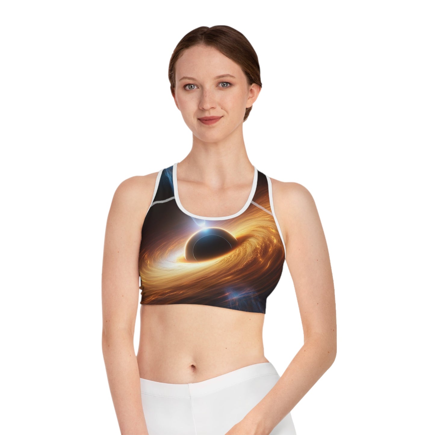 "Discs of Illumination: Black Hole Reverie" - High Performance Sports Bra - iSquaredYoga