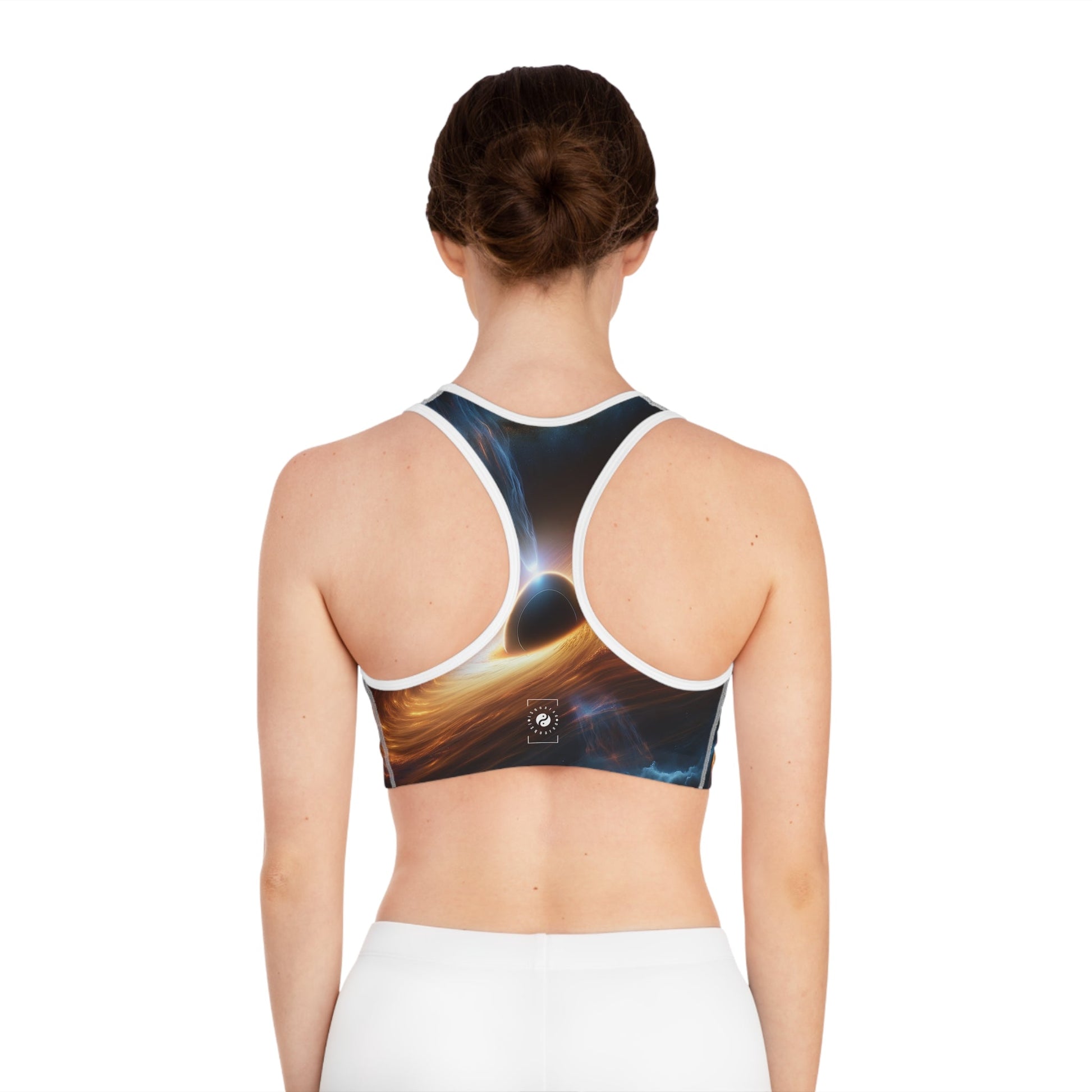 "Discs of Illumination: Black Hole Reverie" - High Performance Sports Bra - iSquaredYoga