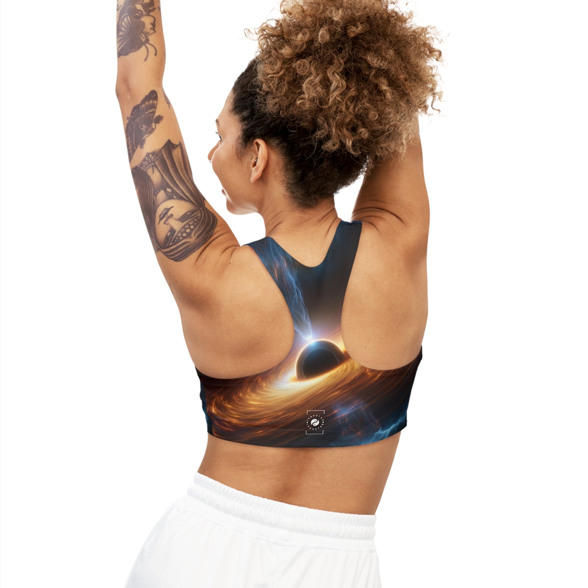 "Discs of Illumination: Black Hole Reverie" - Seamless Sports Bra - iSquaredYoga