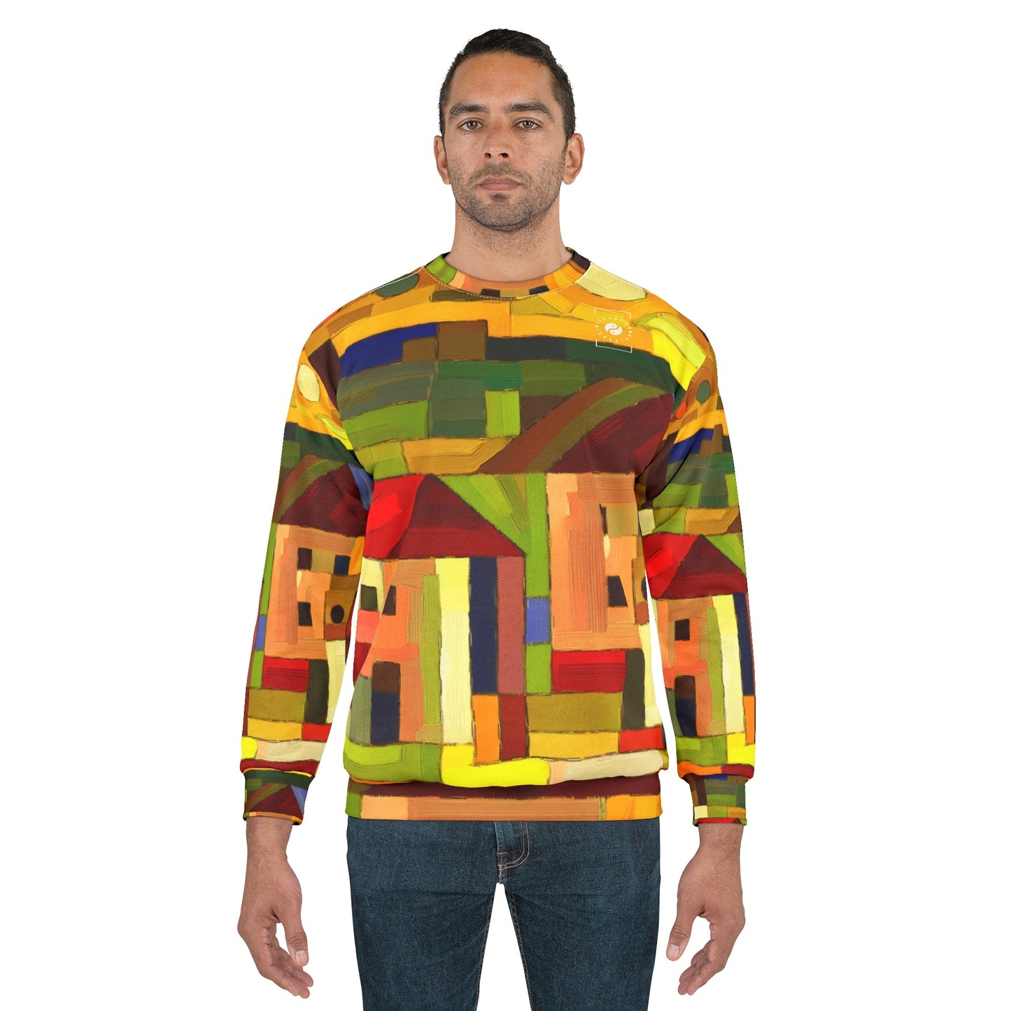 "Earthen Adobes in Hues of Hundertwasser" - Unisex Sweatshirt - iSquaredYoga