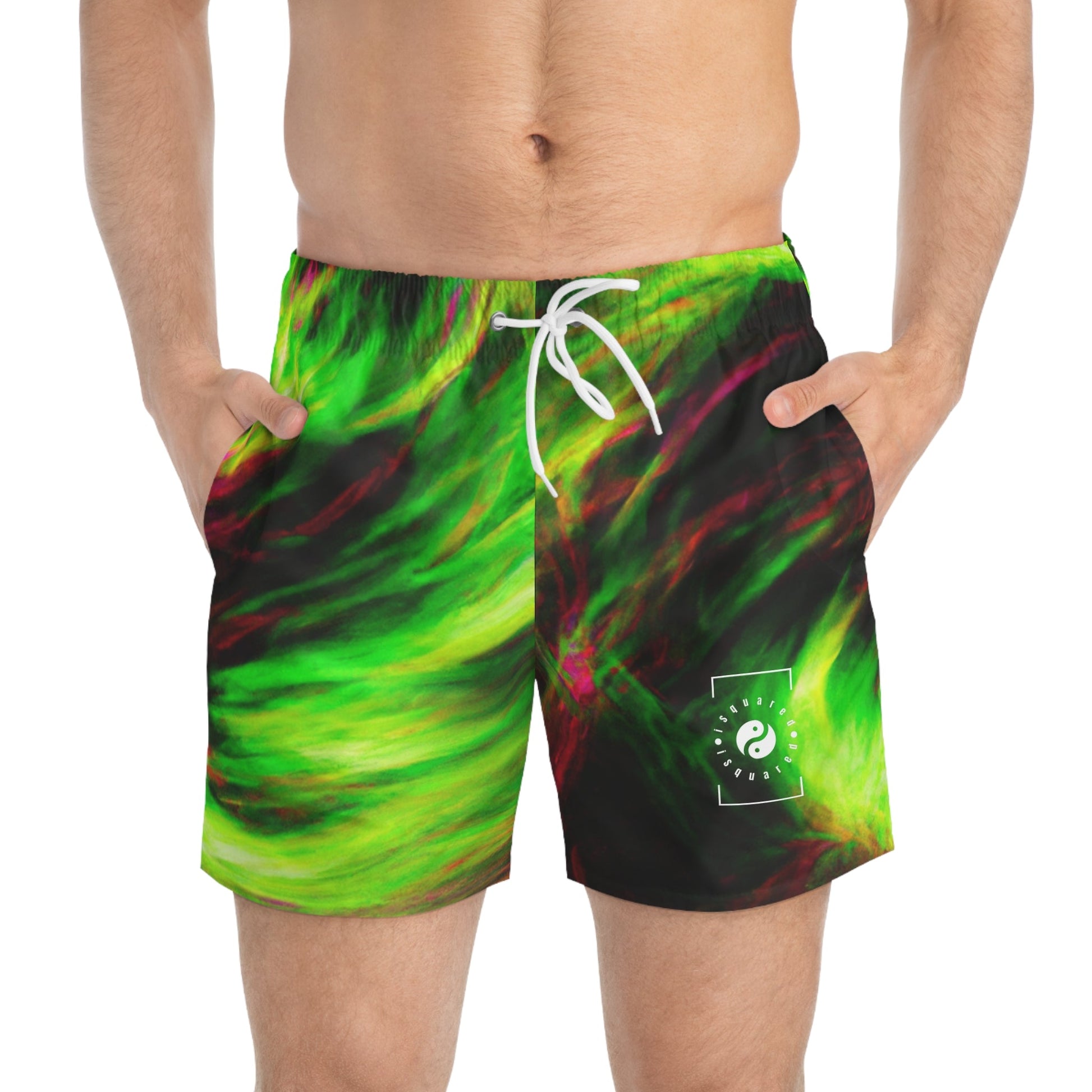 "Galactic Fusion" - Swim Trunks for Men - iSquaredYoga