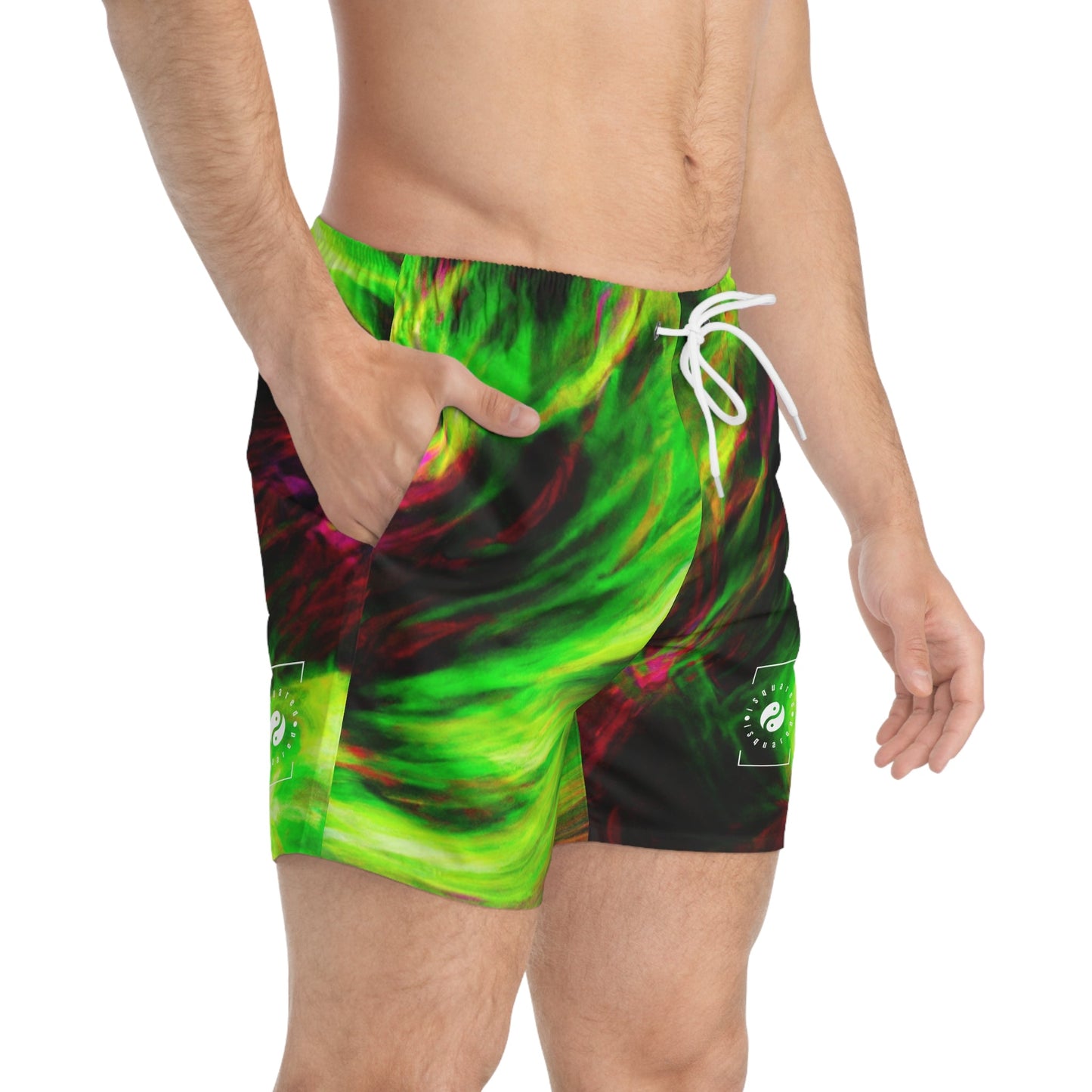 "Galactic Fusion" - Swim Trunks for Men - iSquaredYoga