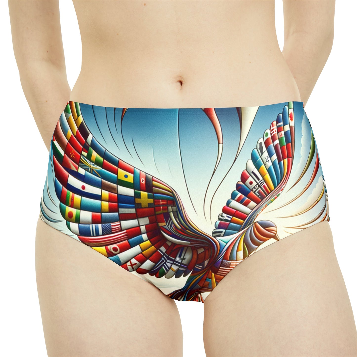 "Global Tapestry of Tranquility" - High Waisted Bikini Bottom - iSquaredYoga