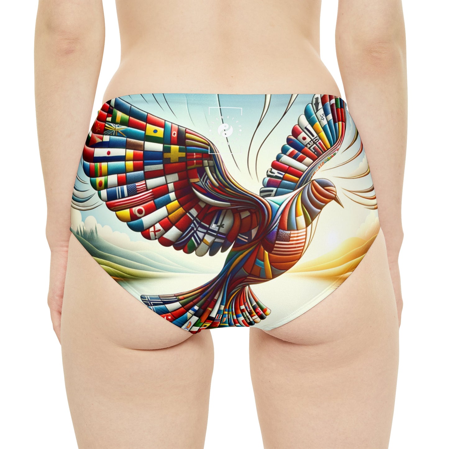 "Global Tapestry of Tranquility" - High Waisted Bikini Bottom - iSquaredYoga