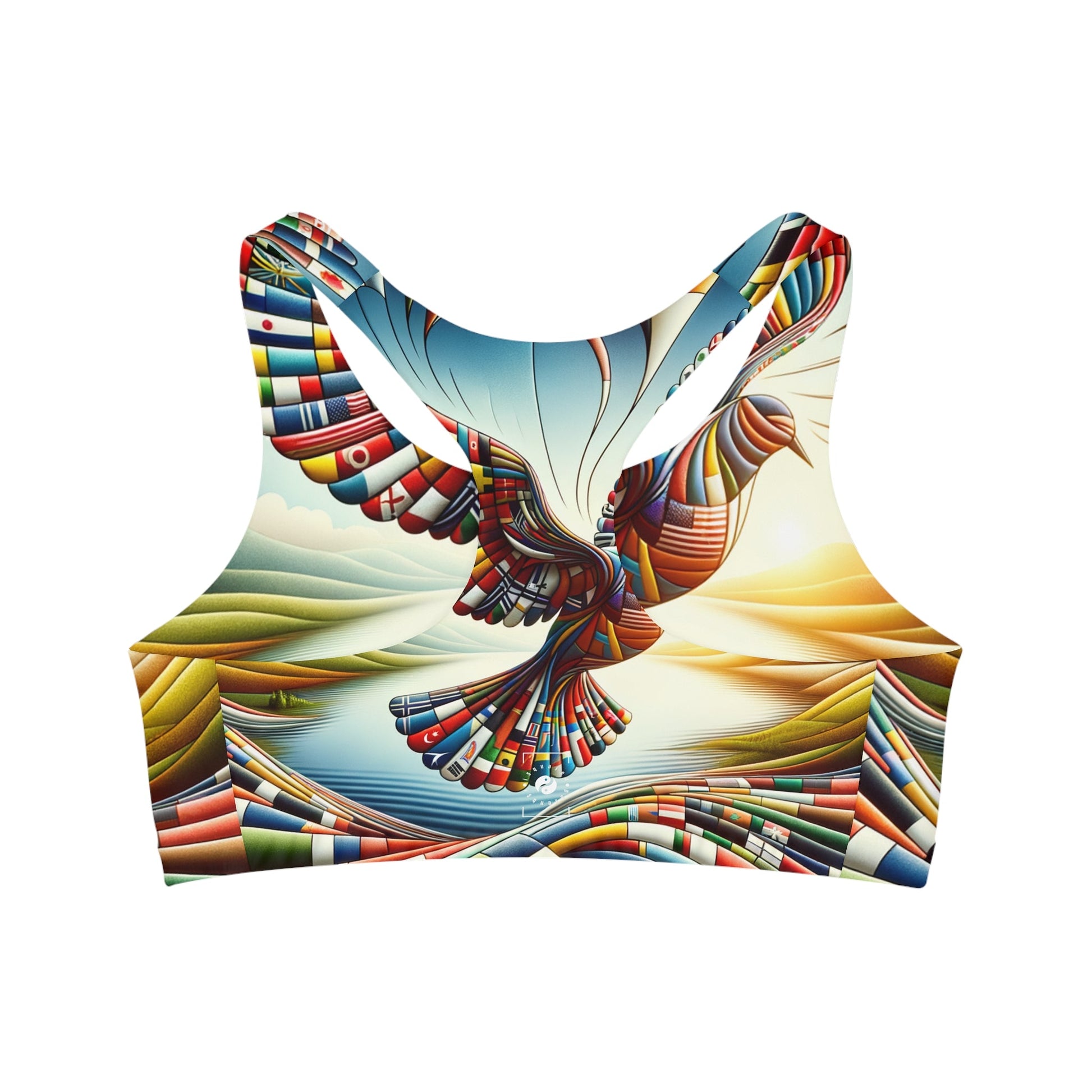 "Global Tapestry of Tranquility" - Seamless Sports Bra - iSquaredYoga