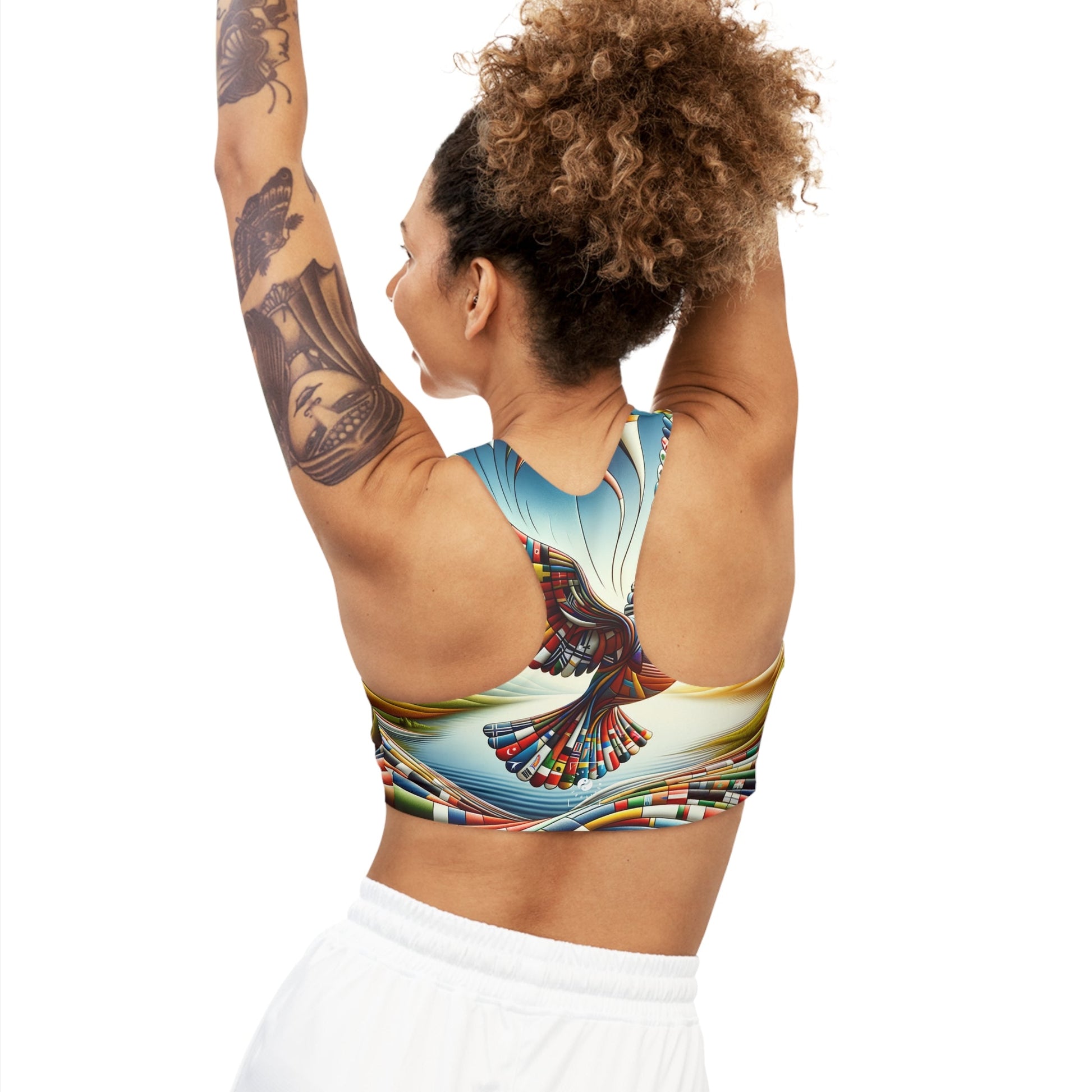 "Global Tapestry of Tranquility" - Seamless Sports Bra - iSquaredYoga