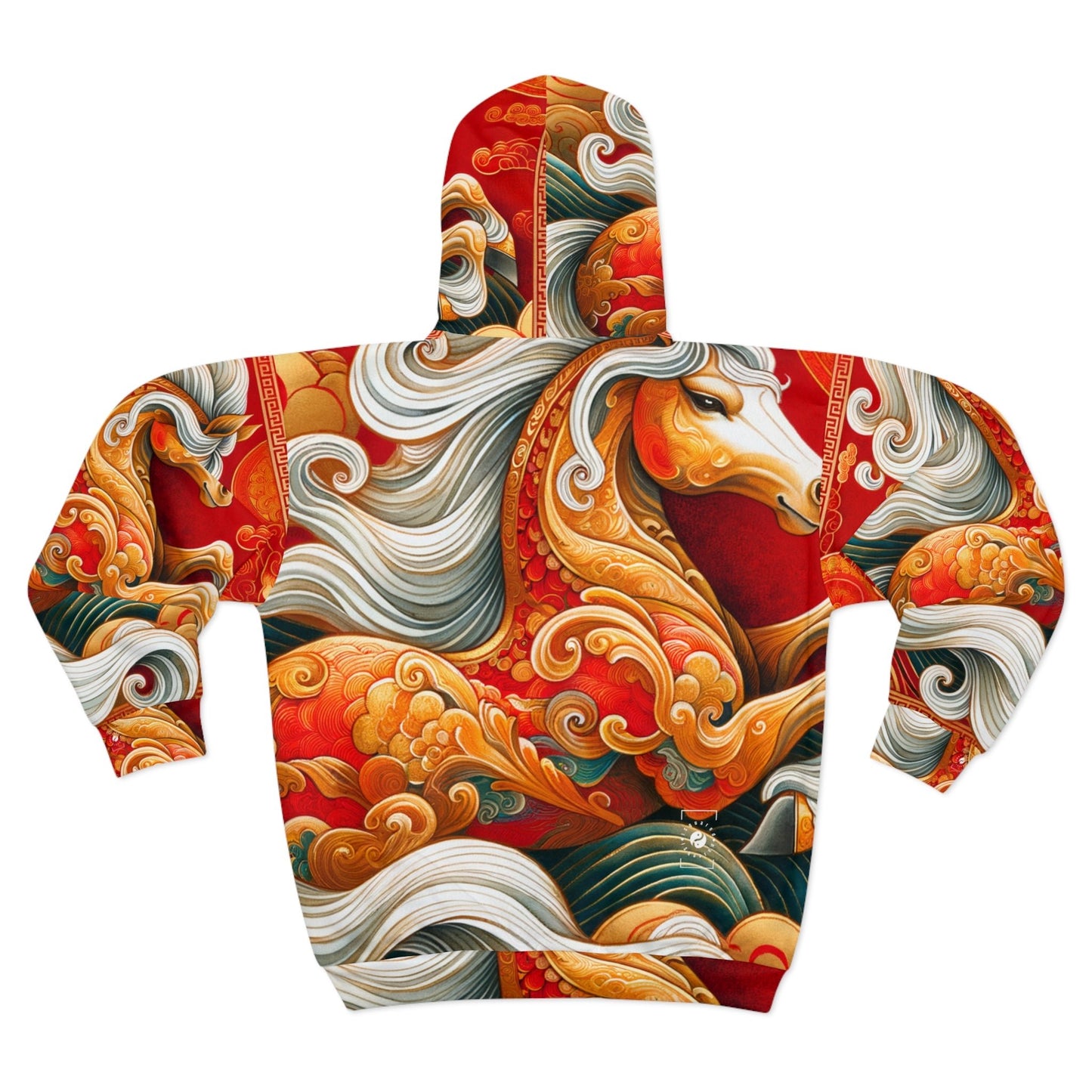 "Gold Gallop on Vermilion Vista: A Lunar New Year’s Ode" - Zip Hoodie - iSquaredYoga