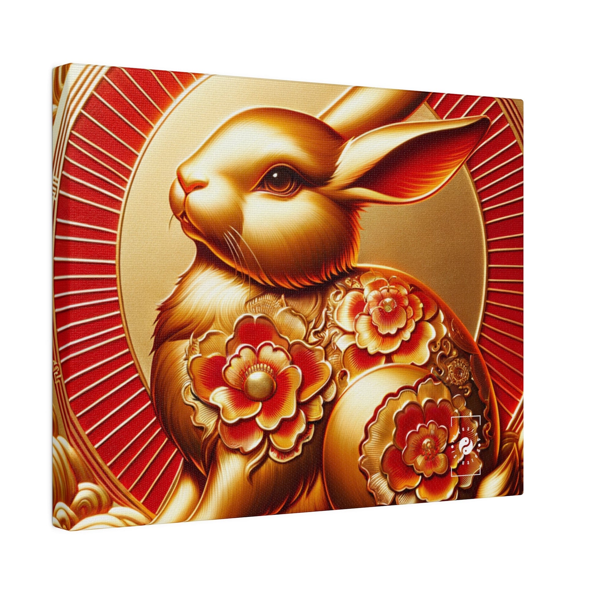 "Golden Blessings: Lunar Rabbit's Resplendence" - Art Print Canvas - iSquaredYoga