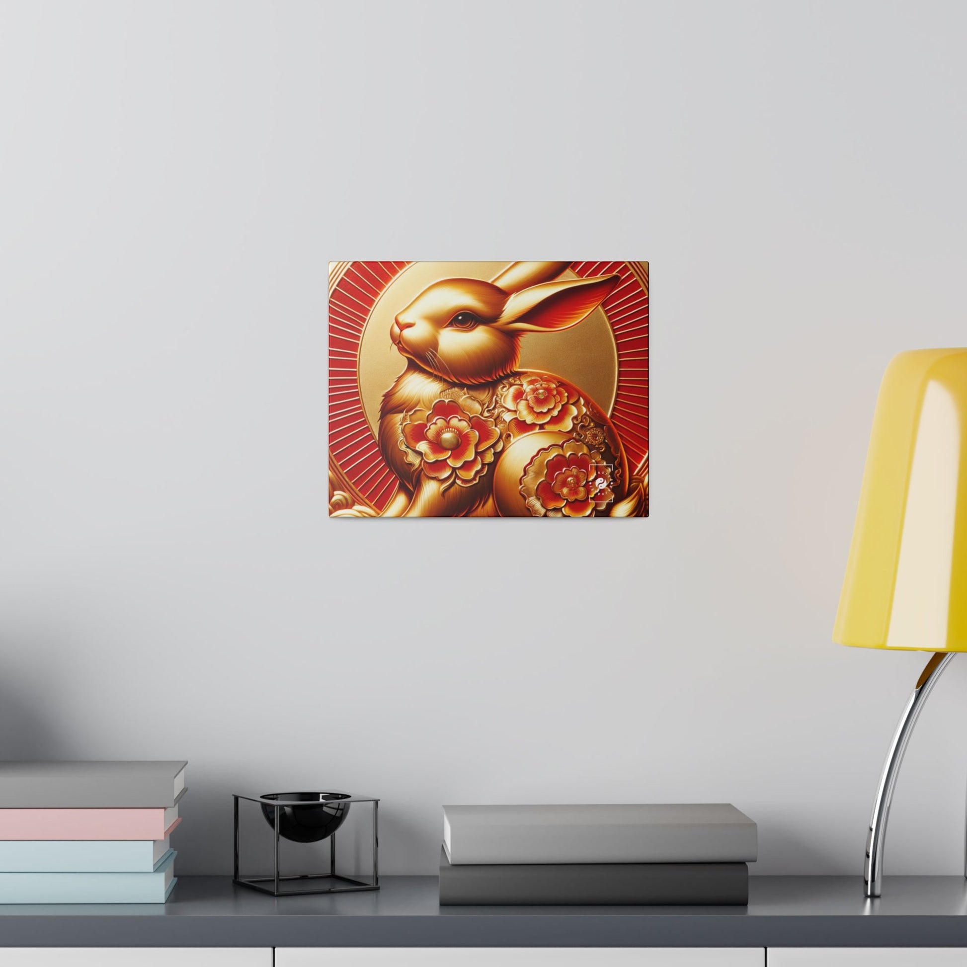 "Golden Blessings: Lunar Rabbit's Resplendence" - Art Print Canvas - iSquaredYoga