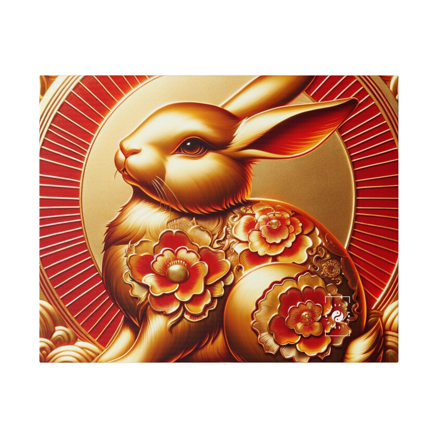 "Golden Blessings: Lunar Rabbit's Resplendence" - Art Print Canvas - iSquaredYoga