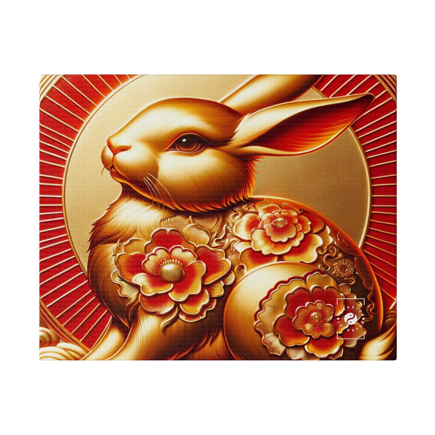 "Golden Blessings: Lunar Rabbit's Resplendence" - Art Print Canvas - iSquaredYoga