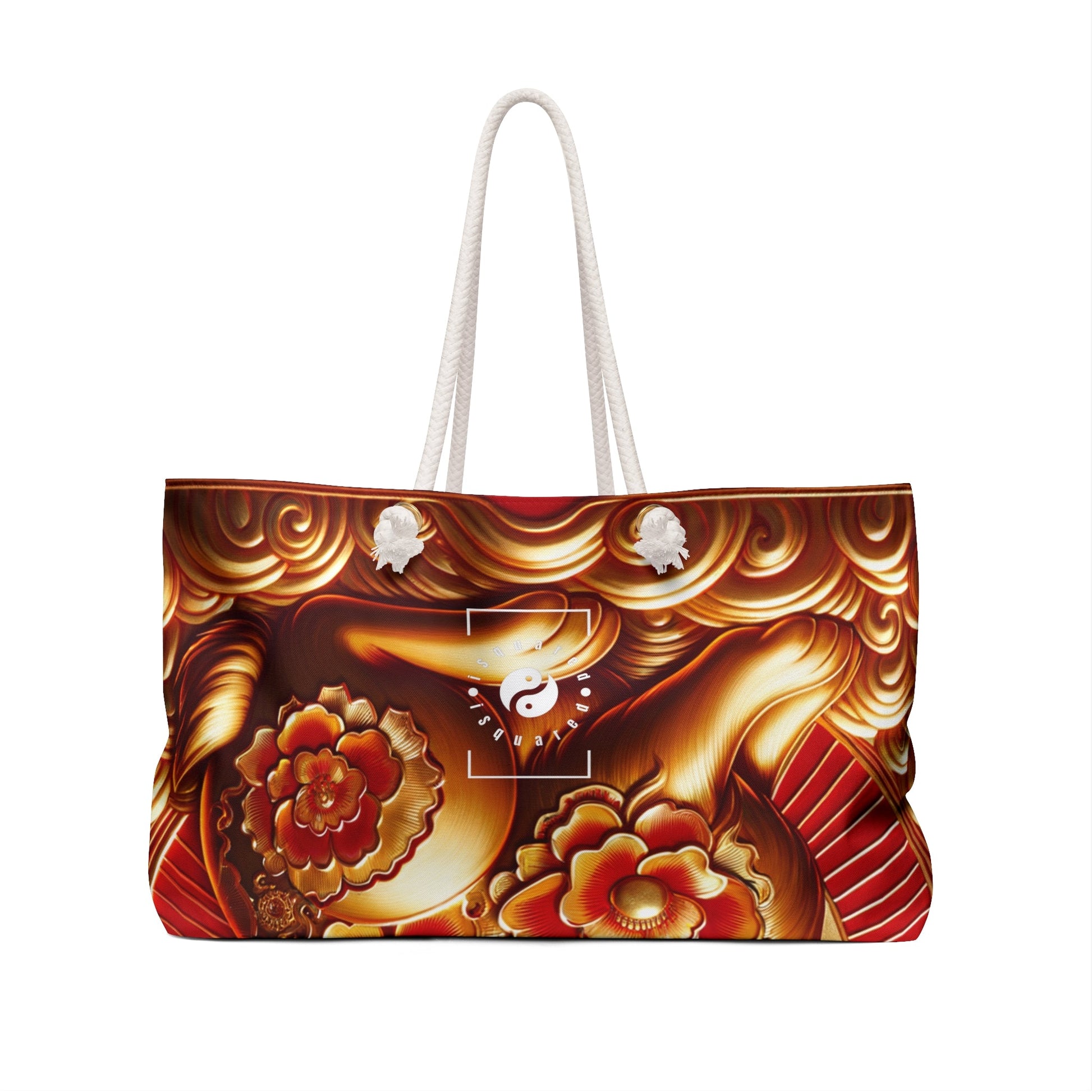 "Golden Blessings: Lunar Rabbit's Resplendence" - Casual Yoga Bag - iSquaredYoga