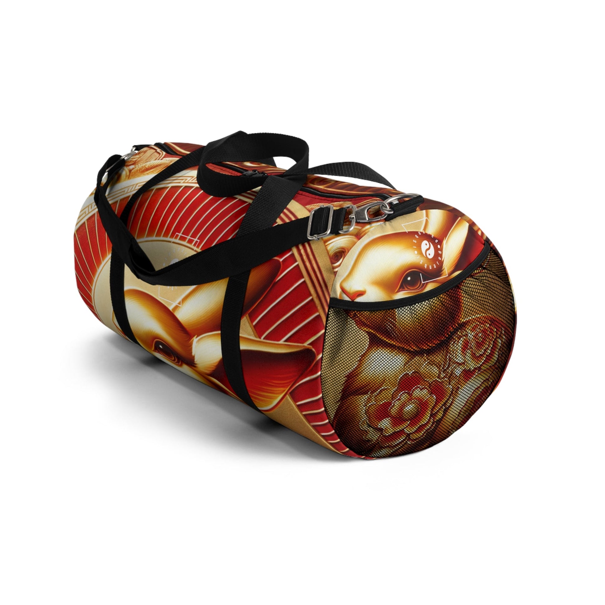 "Golden Blessings: Lunar Rabbit's Resplendence" - Duffle Bag - iSquaredYoga