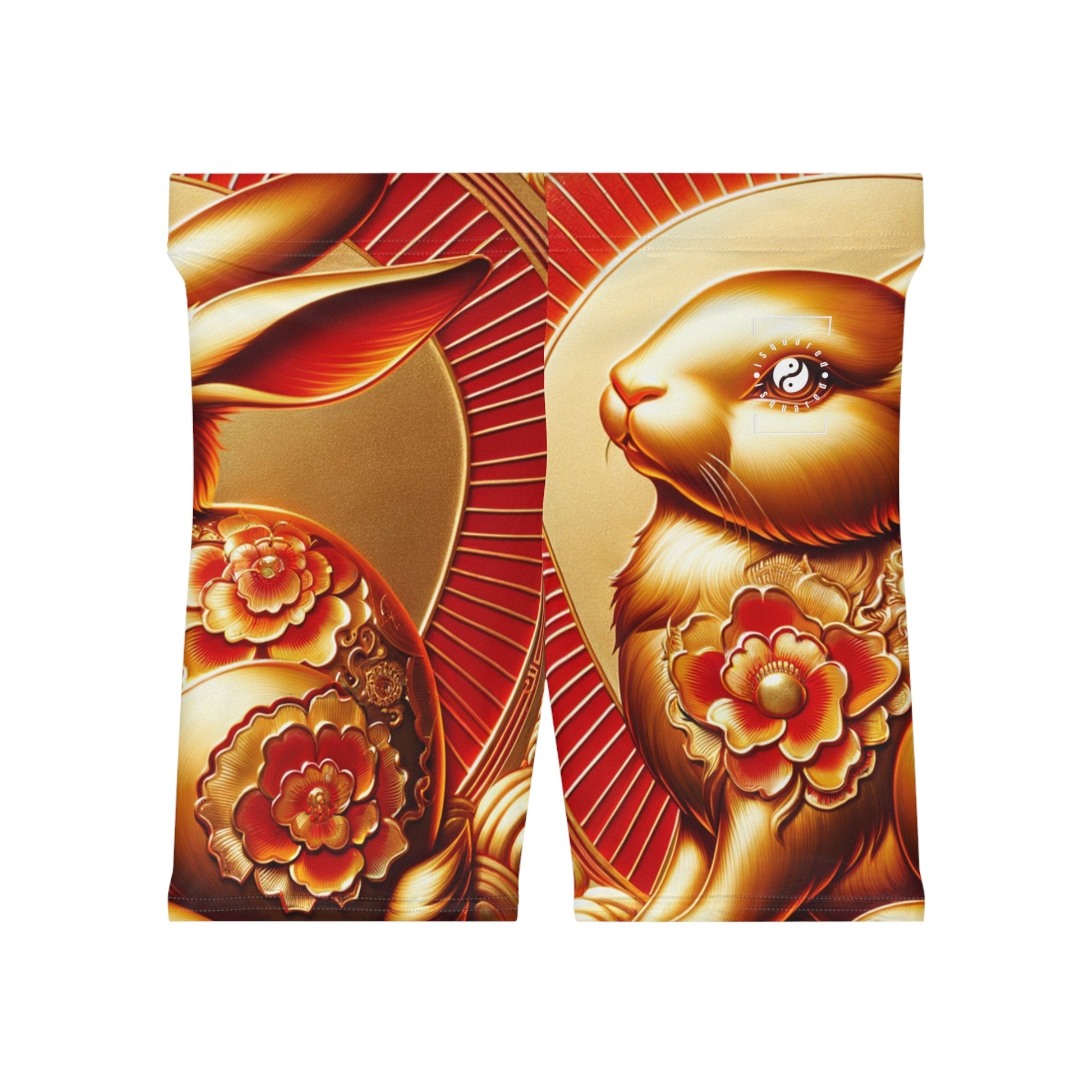 "Golden Blessings: Lunar Rabbit's Resplendence" - Hot Yoga Short - iSquaredYoga