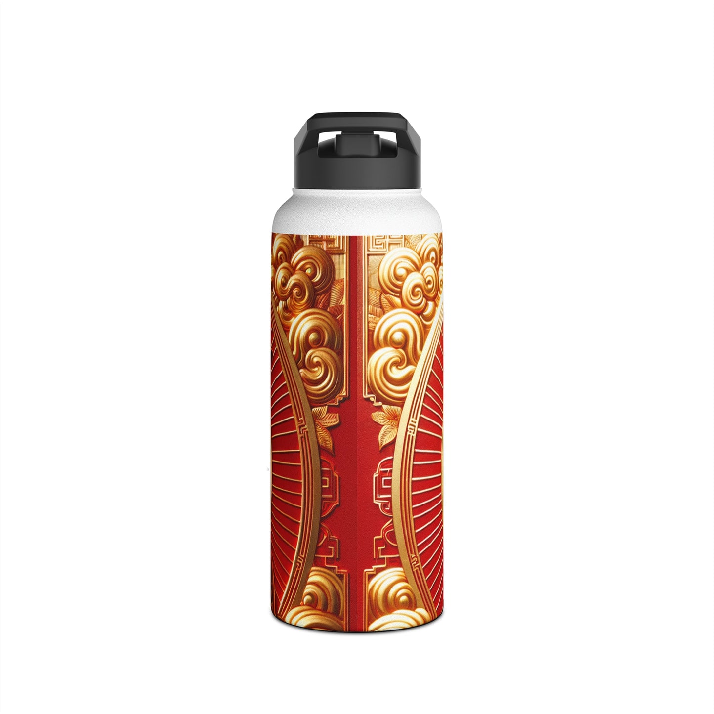 "Golden Blessings: Lunar Rabbit's Resplendence" - Water Bottle - iSquaredYoga