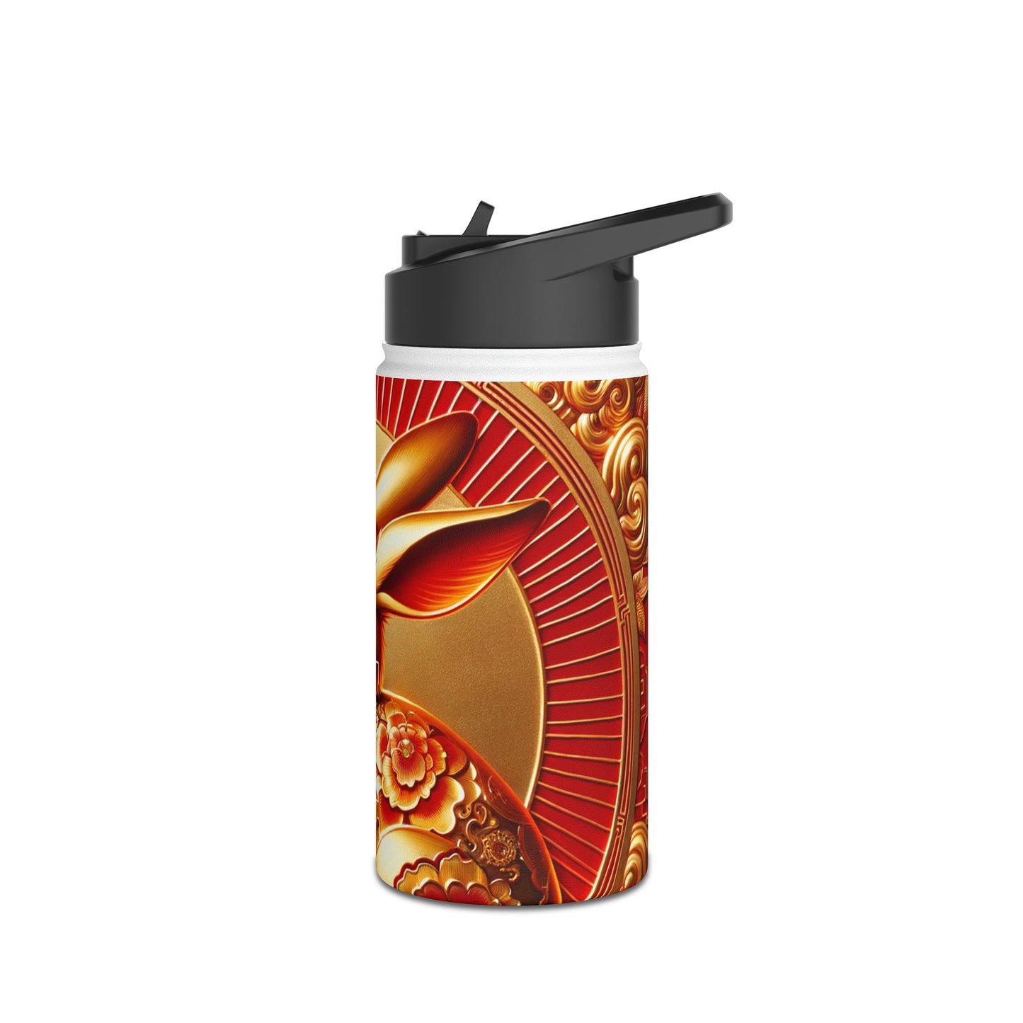 "Golden Blessings: Lunar Rabbit's Resplendence" - Water Bottle - iSquaredYoga